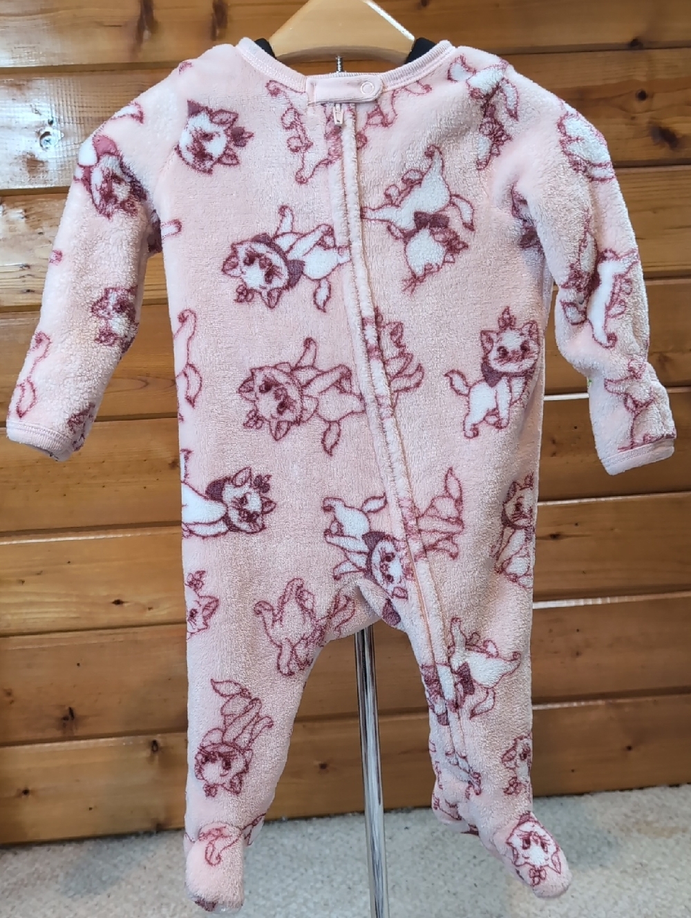 Disney Pink Fleece Aristocats Print Footed Sleeper 6/9 Mos